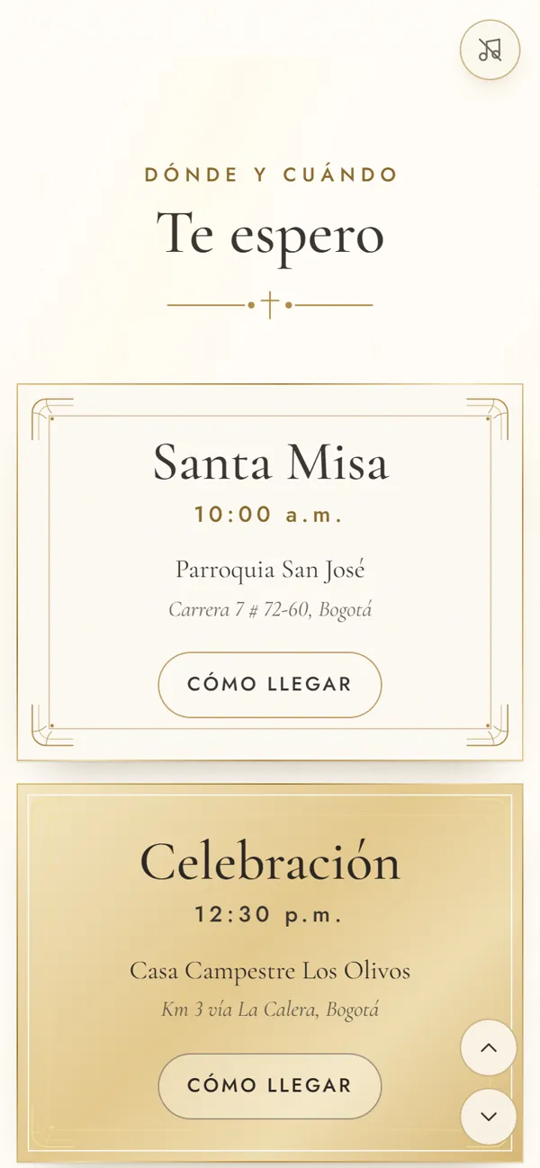 Pantalla de la invitación: dónde y cuándo