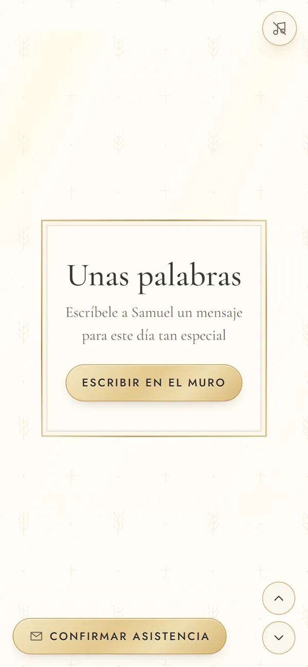 Pantalla de la invitación: muro de mensajes