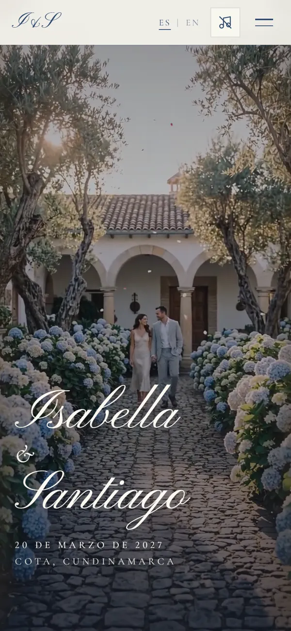 La web de boda antes del evento: portada con la foto de los novios